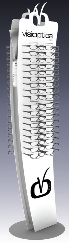 Présentoir lunettes pour 72 lunettes, Présentoir au sol avec miroir-308 072