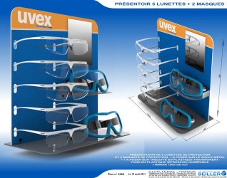 Présentoir de lunettes de sécurité en plastique UVEX