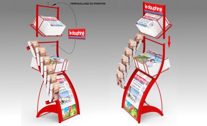 Présentoir modulaire en métal pour journaux Le Dauphiné