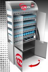 Vitrine PLV en métal pour outils coupants LEMAN